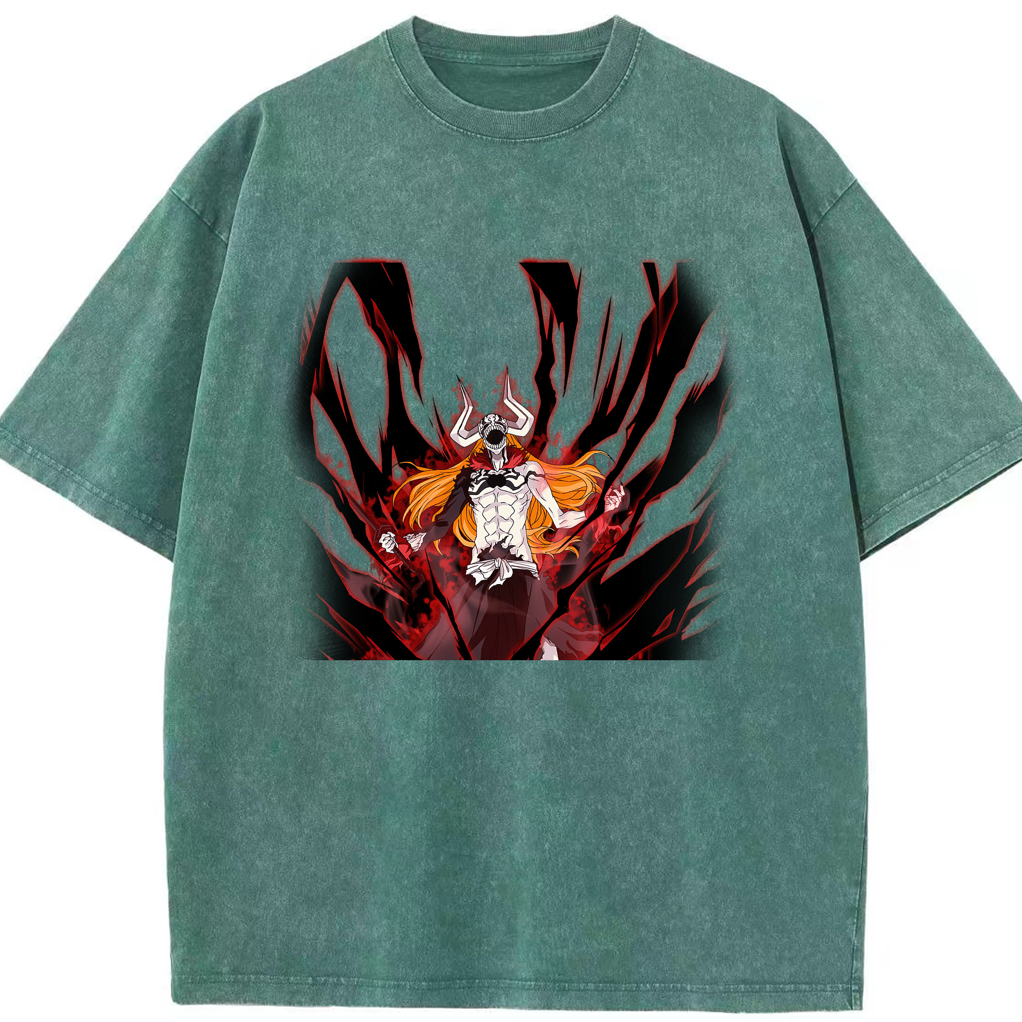 （画像用） ブリーチ 黒崎一護（くろさき いちご）BLEACH Kurosaki Ichigo 綿100% ヴィンテージ風 半袖Tシャツ（フロントプリント）